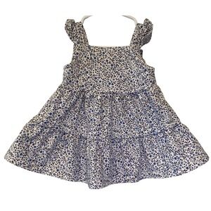 Carters Baby Girls Blue Floral Organic Cotton Tiered Ruffle Dress - 3 Months